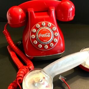 Vintage Coca Cola Snow Dome Phone Telephone Original Box 2 Hand Sets Manual